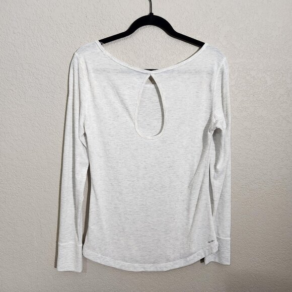 Adidas Shirt Womens Small Gray White Climalite Longsleeve Thumbholes Keyhole - Picture 5 of 12